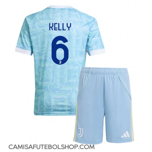 Camisa de time de futebol Juventus Lloyd Kelly #6 Replicas 2º Equipamento Infantil 2025-26 Manga Curta (+ Calças curtas)